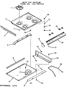 Main Top Section parts for Kenmore Range 103.7907910 (1037907910, 103 7907910) from AppliancePartsPros.com