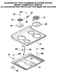 Main Top Section parts for Kenmore Range 911.9382191 (9119382191, 911 9382191) from AppliancePartsPros.com