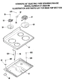 Main Top Section parts for Kenmore Range 911.9333190 (9119333190, 911 9333190) from AppliancePartsPros.com