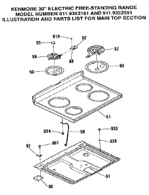 Main Top Section parts for Kenmore Range 911.9352191 (9119352191, 911 9352191) from AppliancePartsPros.com