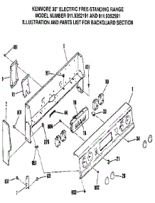 Control Panel parts for Kenmore Range 911.9352191 (9119352191, 911 9352191) from AppliancePartsPros.com
