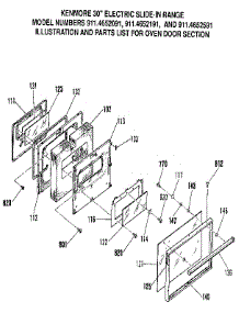 Oven Door Section parts for Kenmore Range 911.4652591 (9114652591, 911 4652591) from AppliancePartsPros.com