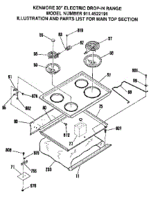 Main Top Section parts for Kenmore Range 911.4522191 (9114522191, 911 4522191) from AppliancePartsPros.com