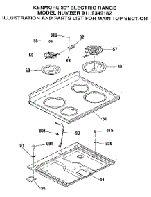 Main Top Section parts for Kenmore Range 911.9349182 (9119349182, 911 9349182) from AppliancePartsPros.com