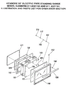 Oven Door Section parts for Kenmore Range 911.9321190 (9119321190, 911 9321190) from AppliancePartsPros.com