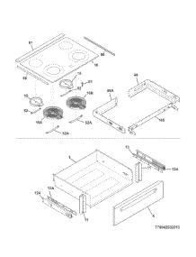 Top / Drawer parts for Kenmore Range 790.42531314 (79042531314, 790 42531314) from AppliancePartsPros.com
