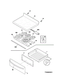 Top / Drawer parts for Kenmore Range 790.94193311 (79094193311, 790 94193311) from AppliancePartsPros.com