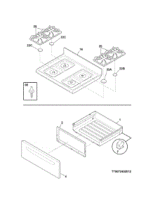 Top / Drawer parts for Kenmore Range 790.72408010 (79072408010, 790 72408010) from AppliancePartsPros.com