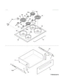 Top / Drawer parts for Kenmore Range 790.42522312 (79042522312, 790 42522312) from AppliancePartsPros.com