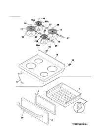 Top / Drawer parts for Kenmore Range 790.93003311 (79093003311, 790 93003311) from AppliancePartsPros.com