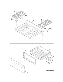 Top / Drawer parts for Kenmore Range 790.74032311 (79074032311, 790 74032311) from AppliancePartsPros.com