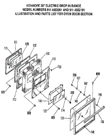 Oven Door Section parts for Kenmore Range 911.4552091 (9114552091, 911 4552091) from AppliancePartsPros.com
