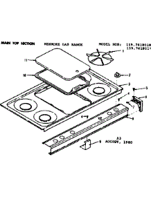Main Top Section parts for Kenmore Range 119.7418011 (1197418011, 119 7418011) from AppliancePartsPros.com