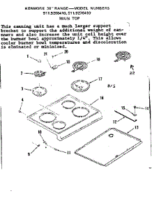 Main Top parts for Kenmore Range 911.9278410 (9119278410, 911 9278410) from AppliancePartsPros.com