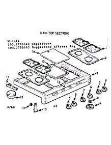 Main Top Section parts for Kenmore Range 103.7796645 (1037796645, 103 7796645) from AppliancePartsPros.com