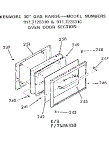 Oven Door Section parts for Kenmore Range 911.7128310 (9117128310, 911 7128310) from AppliancePartsPros.com