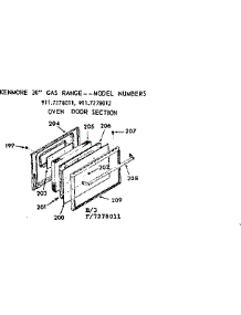 Oven Door Section parts for Kenmore Range 911.7278012 (9117278012, 911 7278012) from AppliancePartsPros.com