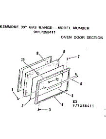 Oven Door Section parts for Kenmore Range 911.7258411 (9117258411, 911 7258411) from AppliancePartsPros.com