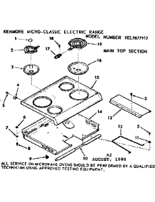Main Top Section parts for Kenmore Range 103.9877912 (1039877912, 103 9877912) from AppliancePartsPros.com