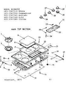 Main Top Section parts for Kenmore Range 103.3367560 (1033367560, 103 3367560) from AppliancePartsPros.com