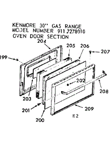 Oven Door Section parts for Kenmore Range 911.7278010 (9117278010, 911 7278010) from AppliancePartsPros.com