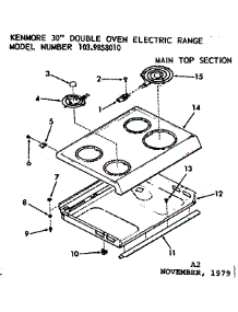 Main Top Section parts for Kenmore Range 103.9858010 (1039858010, 103 9858010) from AppliancePartsPros.com