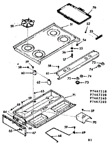 Main Top Section parts for Kenmore Range 103.7467210 (1037467210, 103 7467210) from AppliancePartsPros.com