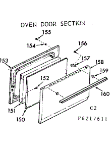 Oven Door Section parts for Kenmore Range 911.6217611 (9116217611, 911 6217611) from AppliancePartsPros.com