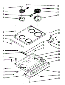 Main Top parts for Kenmore Range 103.9886840 (1039886840, 103 9886840) from AppliancePartsPros.com