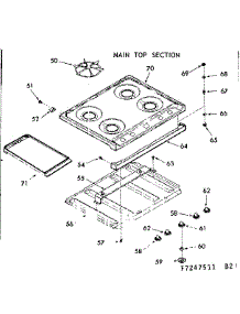Main Top Section parts for Kenmore Range 911.7247521 (9117247521, 911 7247521) from AppliancePartsPros.com