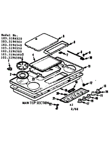 Main Top Section parts for Kenmore Range 103.3196500 (1033196500, 103 3196500) from AppliancePartsPros.com
