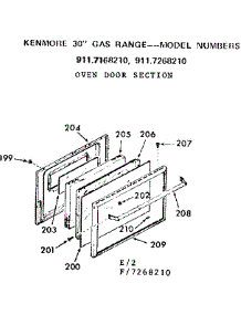 Oven Door Section parts for Kenmore Range 911.7268210 (9117268210, 911 7268210) from AppliancePartsPros.com
