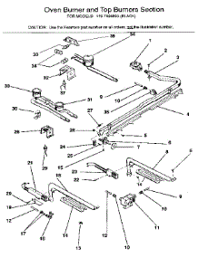 Oven Burner And Top Burners Section parts for Kenmore Range 119.7498893 (1197498893, 119 7498893) from AppliancePartsPros.com