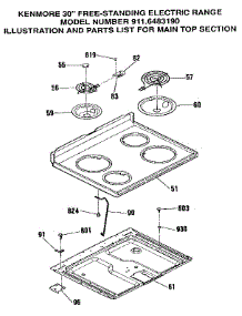 Main Top Section parts for Kenmore Range 911.6483190 (9116483190, 911 6483190) from AppliancePartsPros.com
