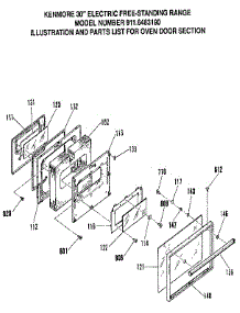 Oven Door Section parts for Kenmore Range 911.6483190 (9116483190, 911 6483190) from AppliancePartsPros.com