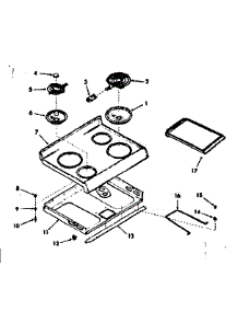 Main Top Section parts for Kenmore Range 103.9357360 (1039357360, 103 9357360) from AppliancePartsPros.com