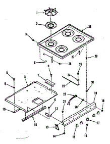 Illustration For Main Top Section parts for Kenmore Range 911.7358610 (9117358610, 911 7358610) from AppliancePartsPros.com
