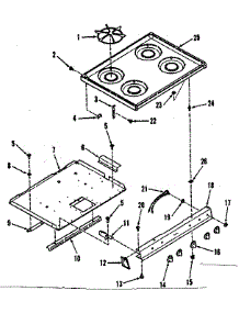 Illustration And Parts List For Main Top Section parts for Kenmore Range 911.7318511 (9117318511, 911 7318511) from AppliancePartsPros.com