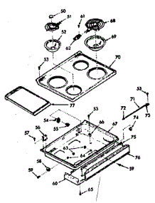 Main Top Section parts for Kenmore Range 103.9737360 (1039737360, 103 9737360) from AppliancePartsPros.com