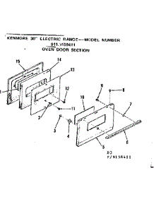 Oven Door Section parts for Kenmore Range 911.9158411 (9119158411, 911 9158411) from AppliancePartsPros.com