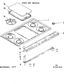 Main Top Section parts for Kenmore Range 119.7487812 (1197487812, 119 7487812) from AppliancePartsPros.com