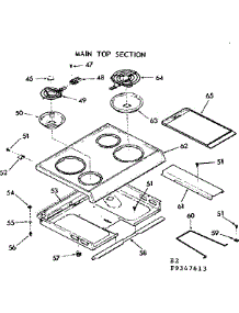Main Top Section parts for Kenmore Range 103.9347613 (1039347613, 103 9347613) from AppliancePartsPros.com
