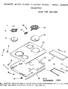 Main Top Section parts for Kenmore Range 103.9877913 (1039877913, 103 9877913) from AppliancePartsPros.com