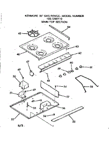 Main Top Section parts for Kenmore Range 103.7288110 (1037288110, 103 7288110) from AppliancePartsPros.com