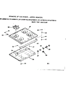 Main Top Section parts for Kenmore Range 911.6158111 (9116158111, 911 6158111) from AppliancePartsPros.com