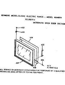 Microwave Oven Door Section parts for Kenmore Range 103.9887914 (1039887914, 103 9887914) from AppliancePartsPros.com