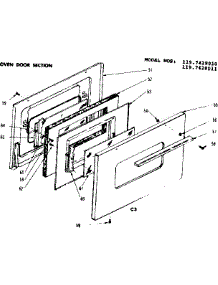 Oven Door Section parts for Kenmore Range 119.7428010 (1197428010, 119 7428010) from AppliancePartsPros.com