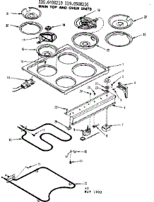Main Top And Oven Units parts for Kenmore Range 119.6508210 (1196508210, 119 6508210) from AppliancePartsPros.com