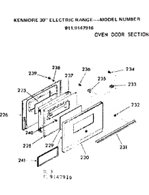 Oven Door Section parts for Kenmore Range 911.9147916 (9119147916, 911 9147916) from AppliancePartsPros.com