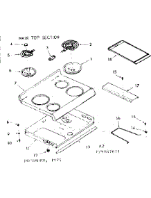 Main Top Section parts for Kenmore Range 103.9867621 (1039867621, 103 9867621) from AppliancePartsPros.com